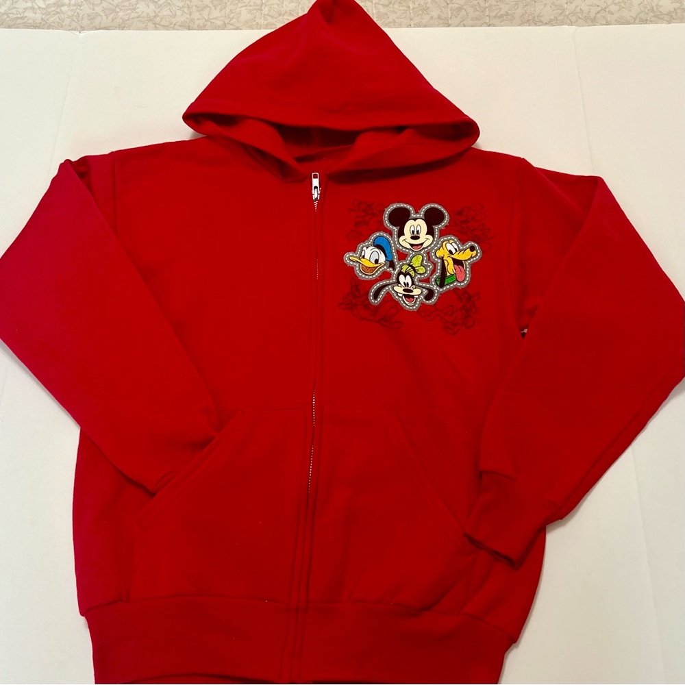 NWT Disneyland Walt Disney World Red Hooded Sweatshirt Sz: L